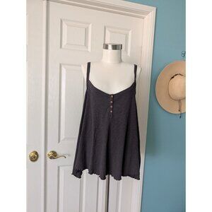 American Eagle Tank Top Womens XL Henley Ribbed Dark Gray Boho Beach